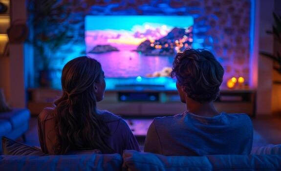 Casal relaxando assistindo TV com a ULTRA4K