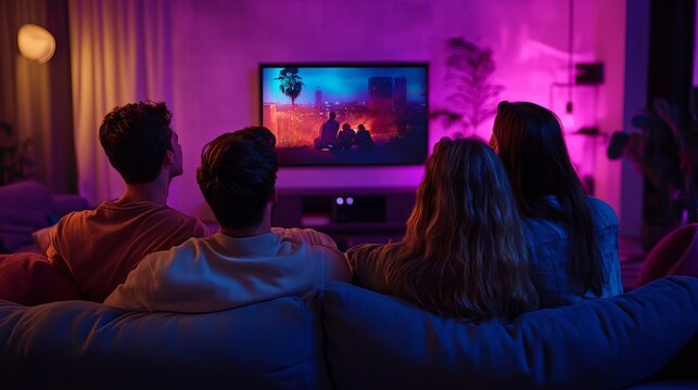 Amigos assistindo filme juntos com a ULTRA4K